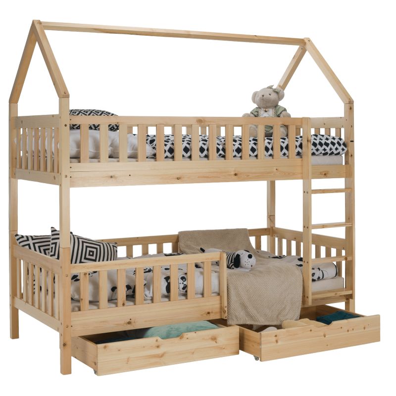Montessori poschodová posteľ, 90x200, prírodná, VENITA TYP 2