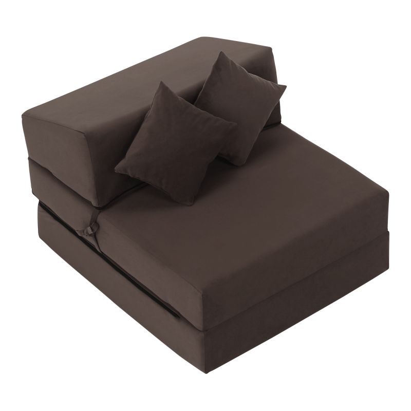 Skladací matrac/kreslo, 2v1, hnedá Taupe, PELOS