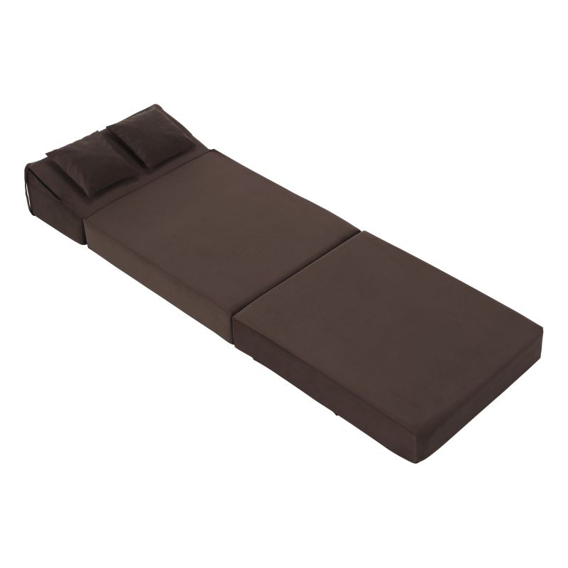 Skladací matrac/kreslo, 2v1, hnedá Taupe, PELOS
