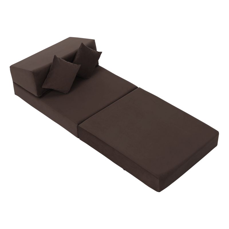 Skladací matrac/kreslo, 2v1, hnedá Taupe, PELOS