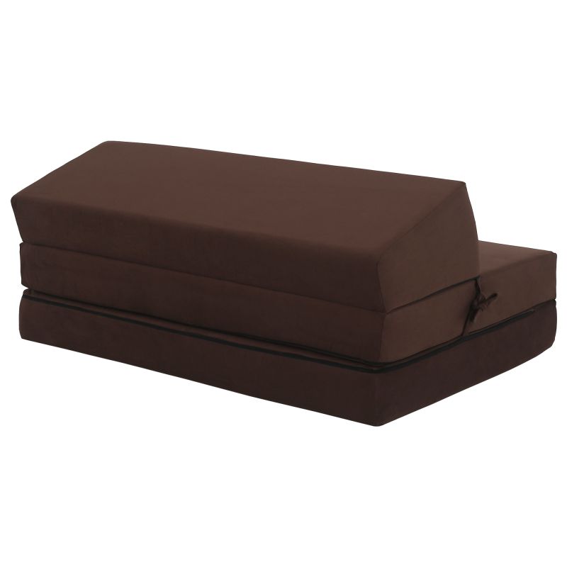 Skladací matrac/kreslo, 2v1, hnedá, VEDIS