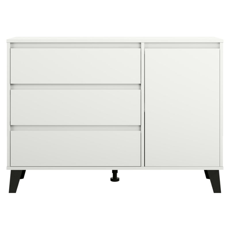 Komoda, 110cm, kombinovaná, biela, BOGAN NEW 1D3S