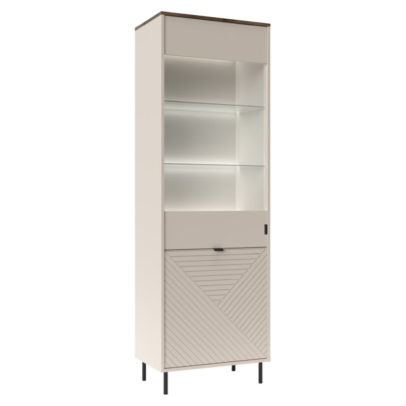 Vitrína, 63cm, kašmír, dub castello, EYCO 1D1W