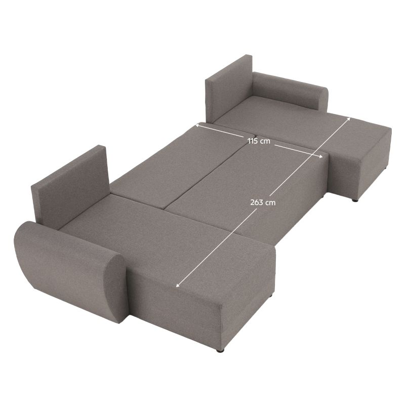Univerzálna sedacia súprava, sivobéžová Taupe látka, DAKAR NEW U