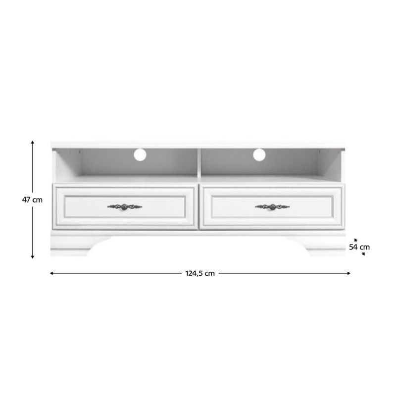 TV stolík, 124cm, alpská biela, KENTAK RTV2S