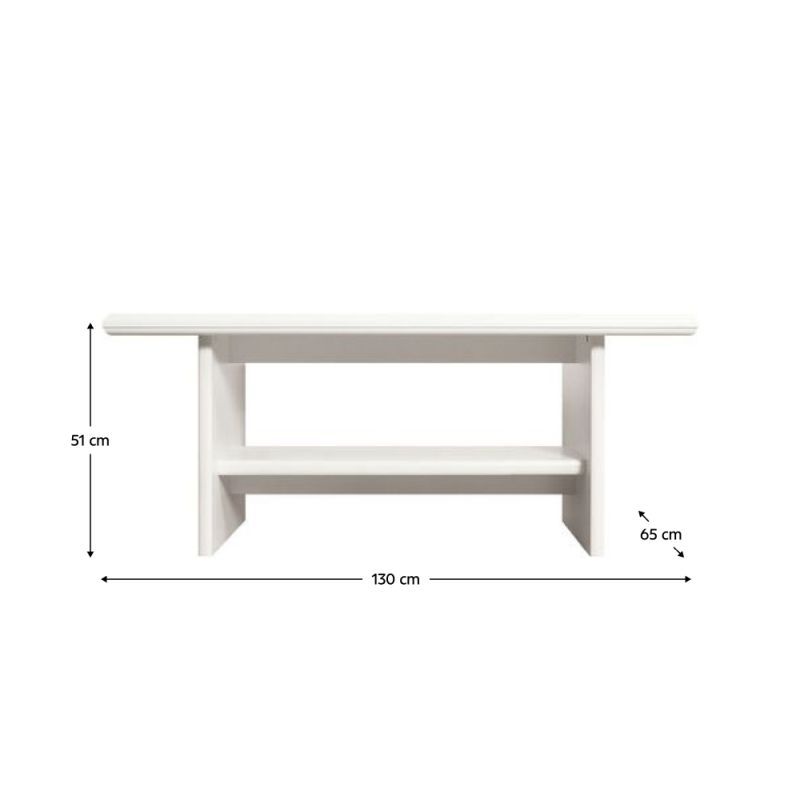 Konferenčný stolík, 130x65cm, alpská biela, KENTAK LAW