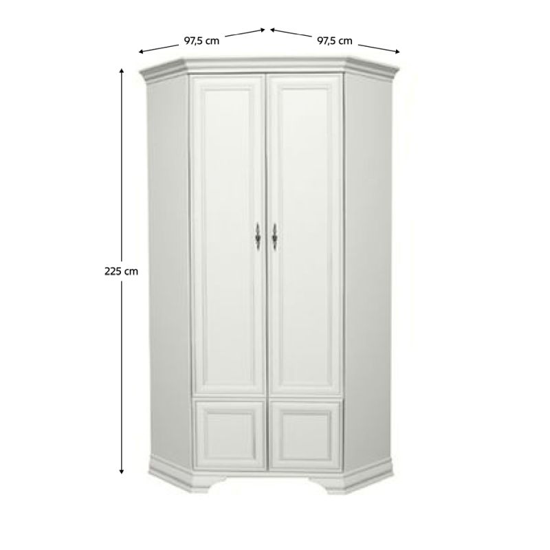 Rohová skriňa, 97cm, kombinovaná, alpská biela, KENTAK SZFN2D