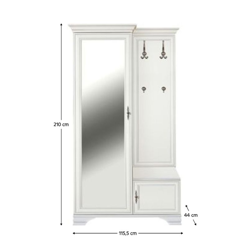 Predsieňová zostava, 115cm, alpská biela, ľavá, KENTAK PPK110L