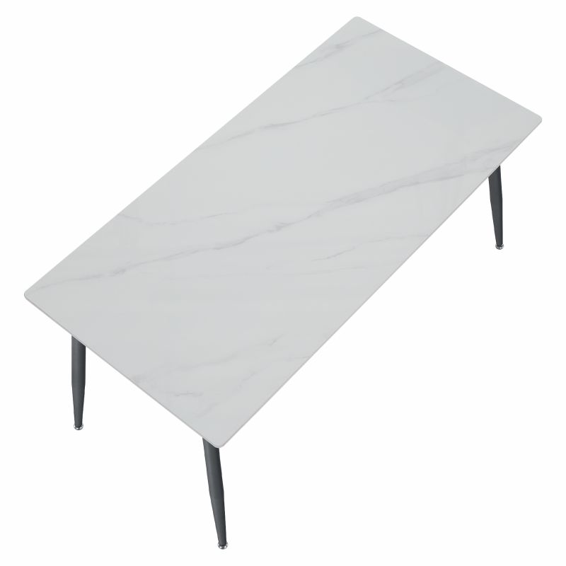 Jedálenský stôl, 160x80cm, keramika, biely, čierny, FLORENC TYP 2