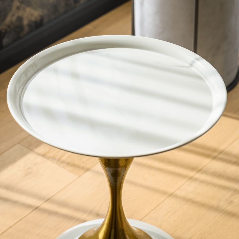 Príručný stolík, 40x40cm, biely Ivory, zlatý, FEJ