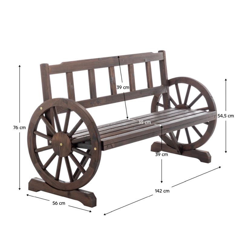 Záhradná lavička, 142 cm, masív, hnedý, SABA TYP 2