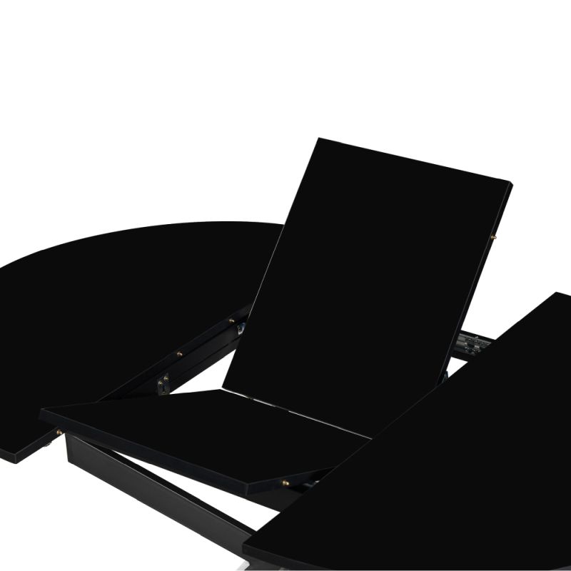 Jedálenský stôl, okrúhly, 100cm, rozkladací, MDF, čierny, ABERO TYP 1