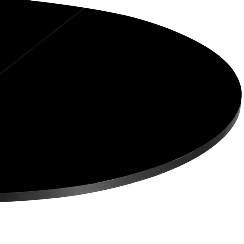 Jedálenský stôl, okrúhly, 100cm, rozkladací, MDF, čierny, ABERO TYP 1