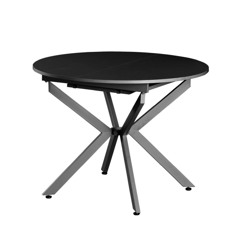 Jedálenský stôl, okrúhly, 100cm, rozkladací, MDF, čierny, ABERO TYP 1
