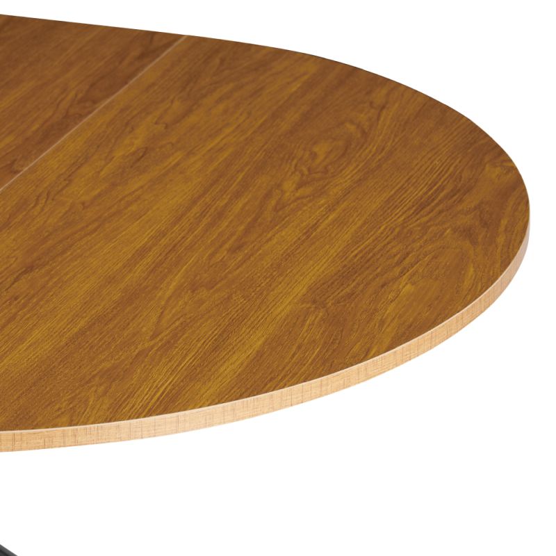 Jedálenský stôl, okrúhly, 100cm, rozkladací, MDF, dub svetlý, čierny, ABERO TYP 1