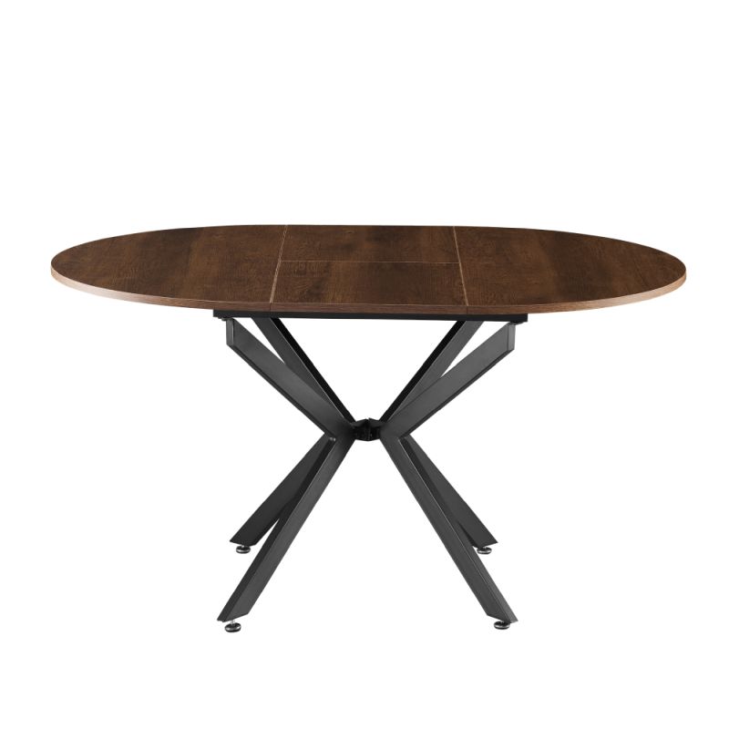 Jedálenský stôl, okrúhly, 100cm, rozkladací, MDF, dub tmavý, čierny, ABERO TYP 1