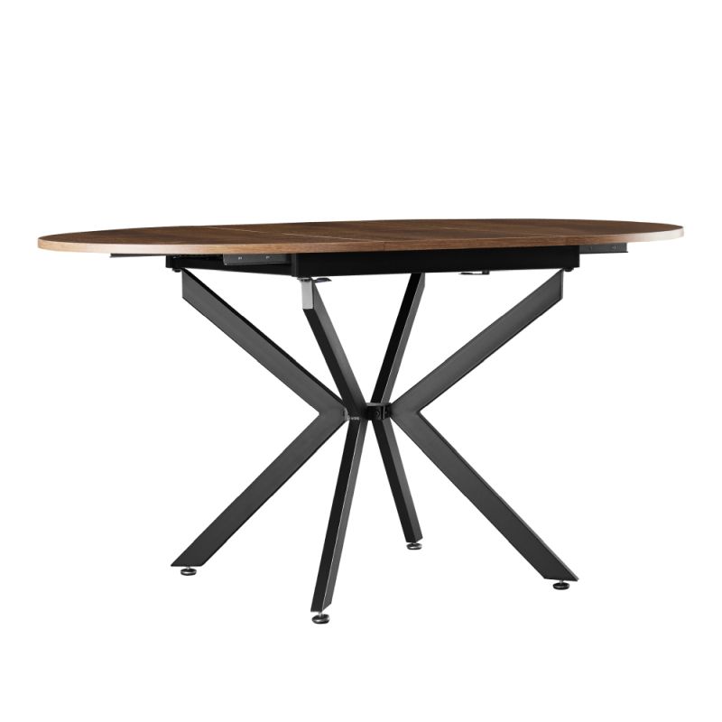 Jedálenský stôl, okrúhly, 100cm, rozkladací, MDF, dub tmavý, čierny, ABERO TYP 1