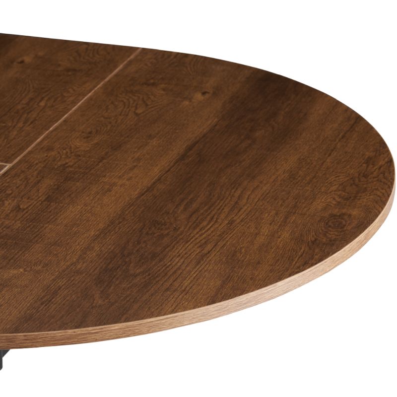 Jedálenský stôl, okrúhly, 100cm, rozkladací, MDF, dub tmavý, čierny, ABERO TYP 1
