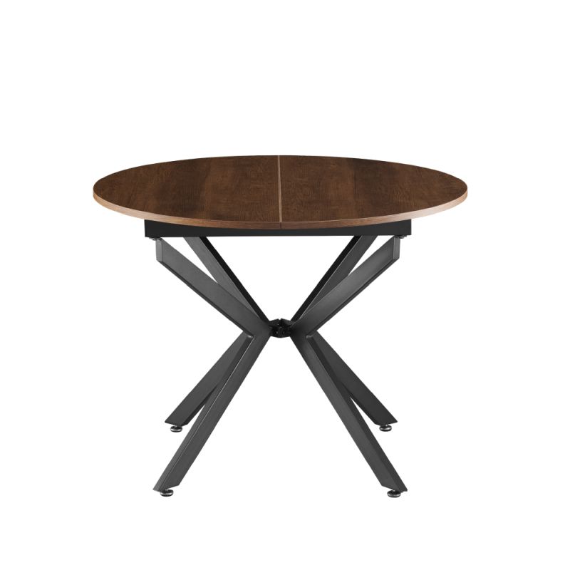 Jedálenský stôl, okrúhly, 100cm, rozkladací, MDF, dub tmavý, čierny, ABERO TYP 1