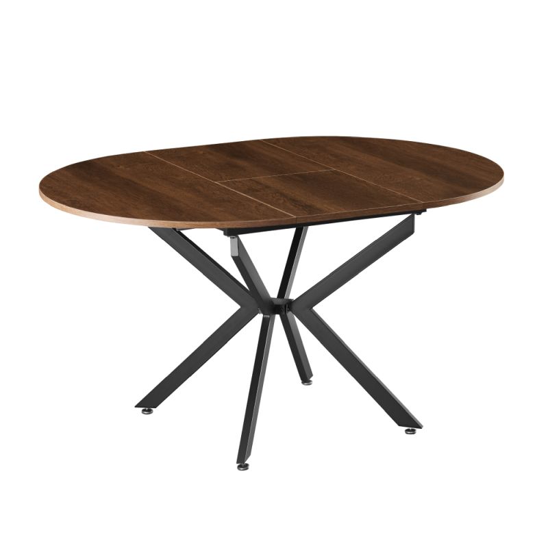 Jedálenský stôl, okrúhly, 100cm, rozkladací, MDF, dub tmavý, čierny, ABERO TYP 1