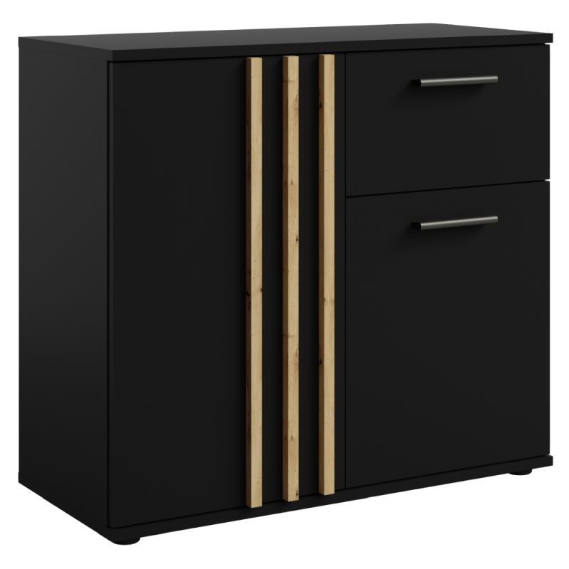 Komoda, 80cm, kombinovaná, čierna, dub artisan, TOLIS TYP 4 2D1S