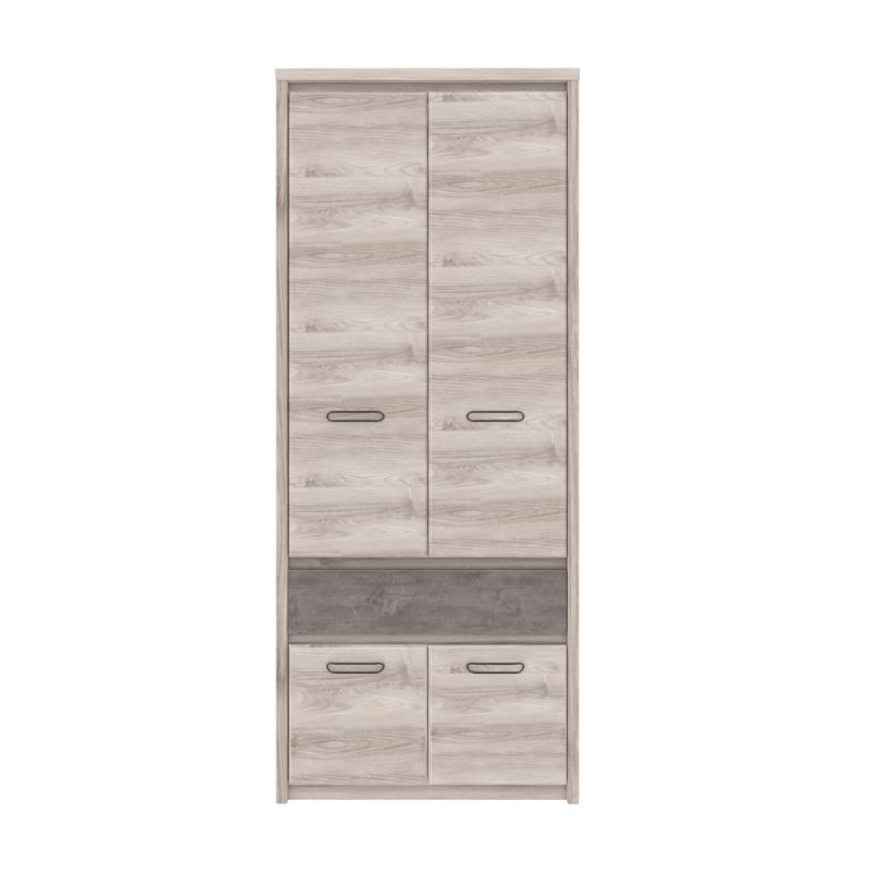Skriňa, 86cm, vešiaková, gaštan nairobi, onyx, zrkadlo, JESI NEW 4D1S