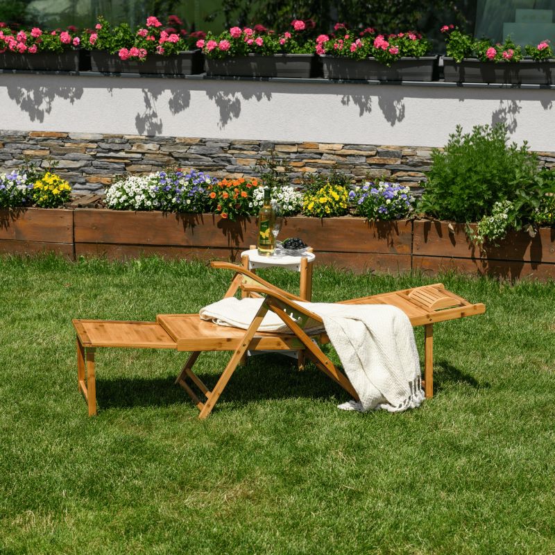 Záhradné polohovacie kreslo, prírodná, bambus, VARDON
