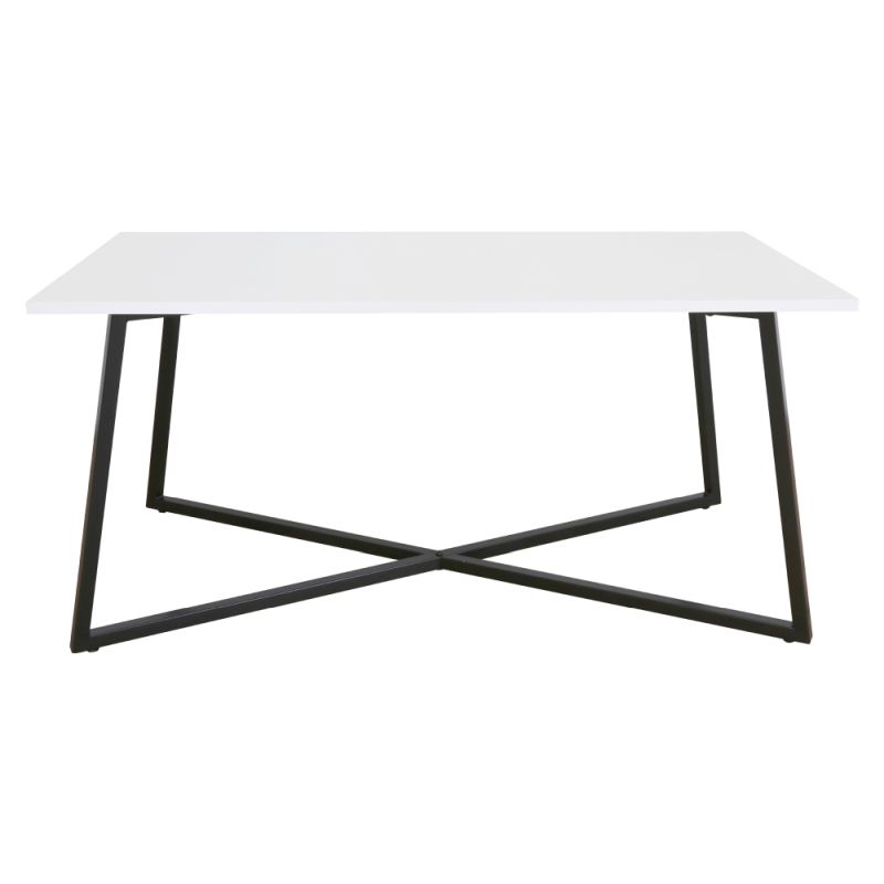 Konferenčný stolík, 100x50cm, biely, čierny, BERTEL