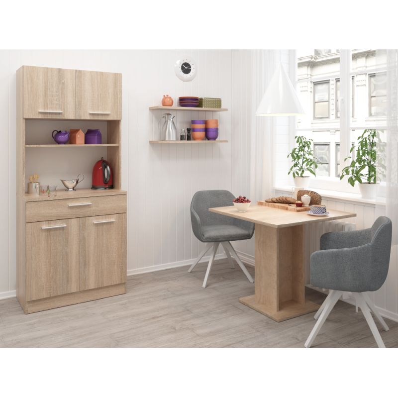 Štvordverový kredenc, 80cm, dub sonoma, DOMIS NEW