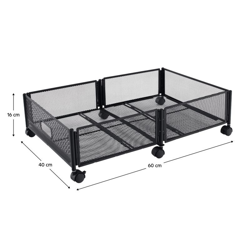 Organizér pod posteľ, 60cm, s kolieskami, čierny, TOMKO TYP 1