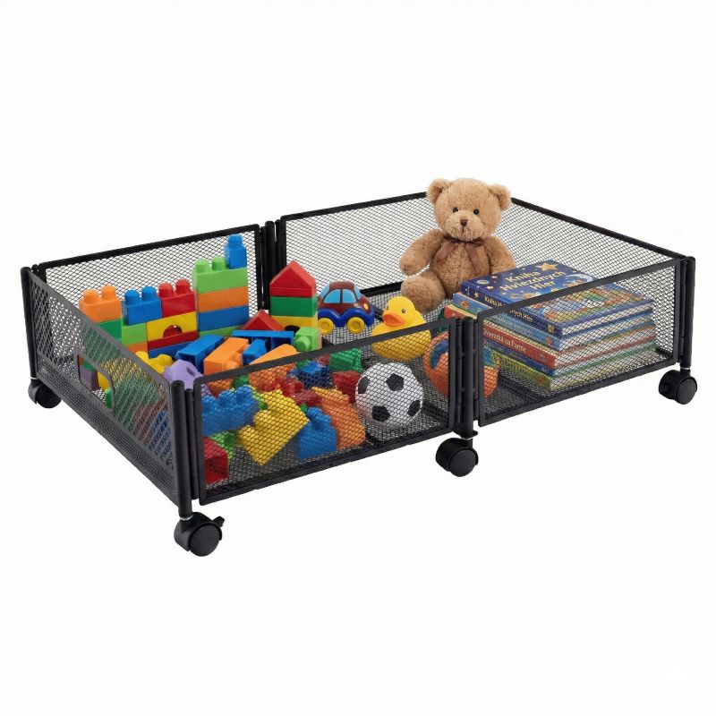 Organizér pod posteľ, 60cm, s kolieskami, čierny, TOMKO TYP 1