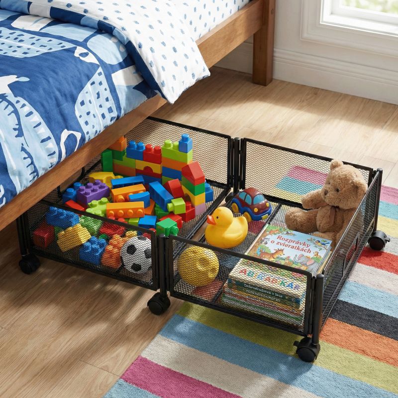 Organizér pod posteľ, 60cm, s kolieskami, čierny, TOMKO TYP 1