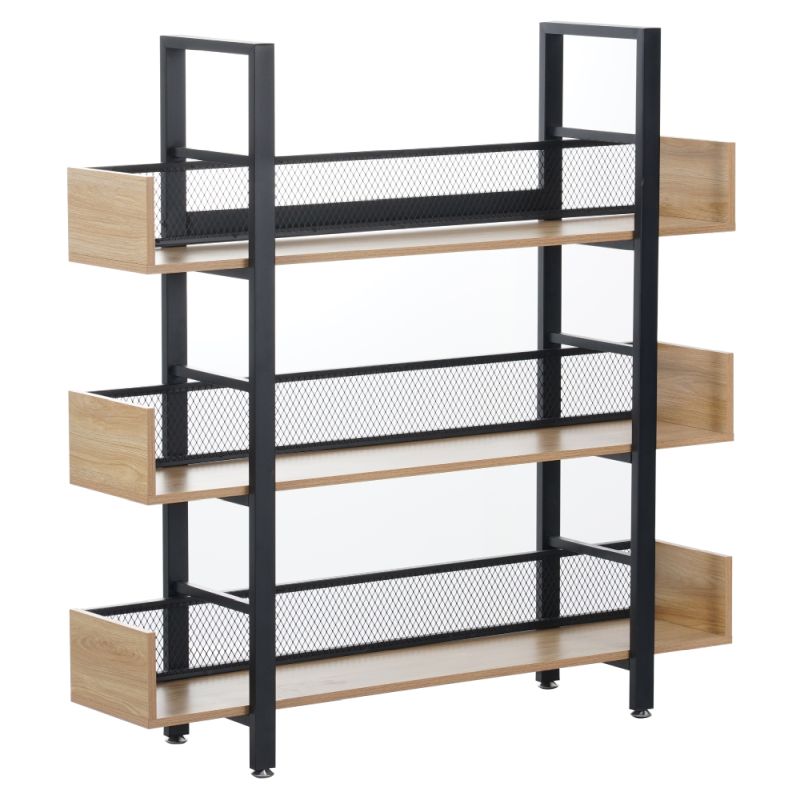 Regál, 120cm, 3-policový, dub, čierny, KILIS NEW TYP 1