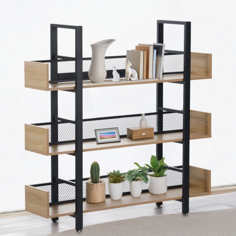 Regál, 120cm, 3-policový, dub, čierny, KILIS NEW TYP 1