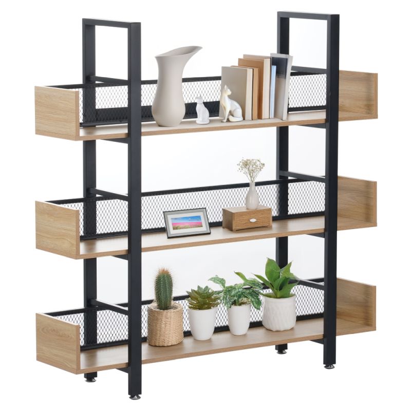 Regál, 120cm, 3-policový, dub, čierny, KILIS NEW TYP 1