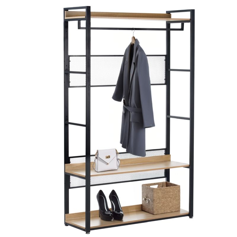 Regál, 120cm, s policami, dub, čierny, KILOS NEW TYP 2