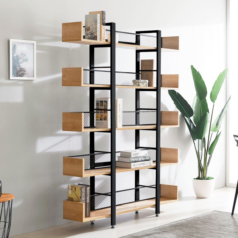 Regál, 120cm, 5-policový, dub, čierny, KILIS NEW TYP 2