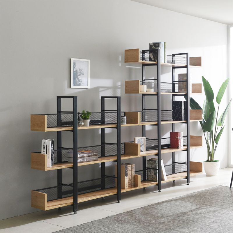 Regál, 120cm, 5-policový, dub, čierny, KILIS NEW TYP 2