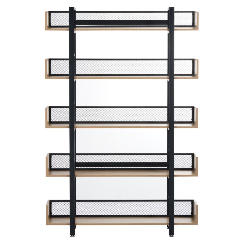 Regál, 120cm, 5-policový, dub, čierny, KILIS NEW TYP 2