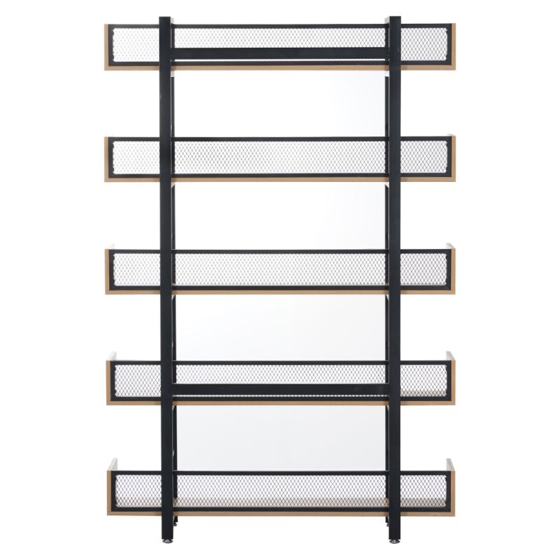 Regál, 120cm, 5-policový, dub, čierny, KILIS NEW TYP 2