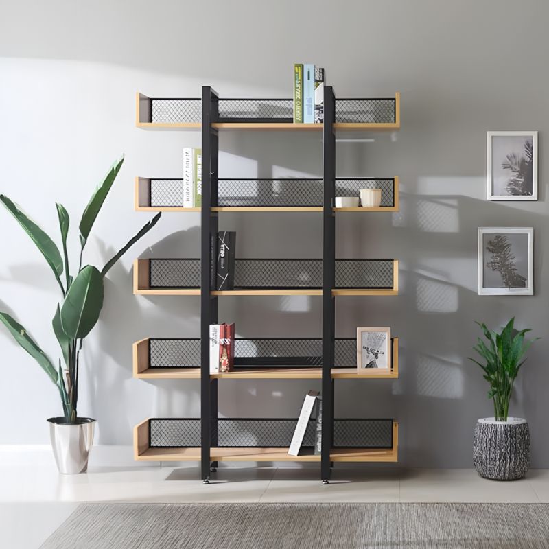 Regál, 120cm, 5-policový, dub, čierny, KILIS NEW TYP 2