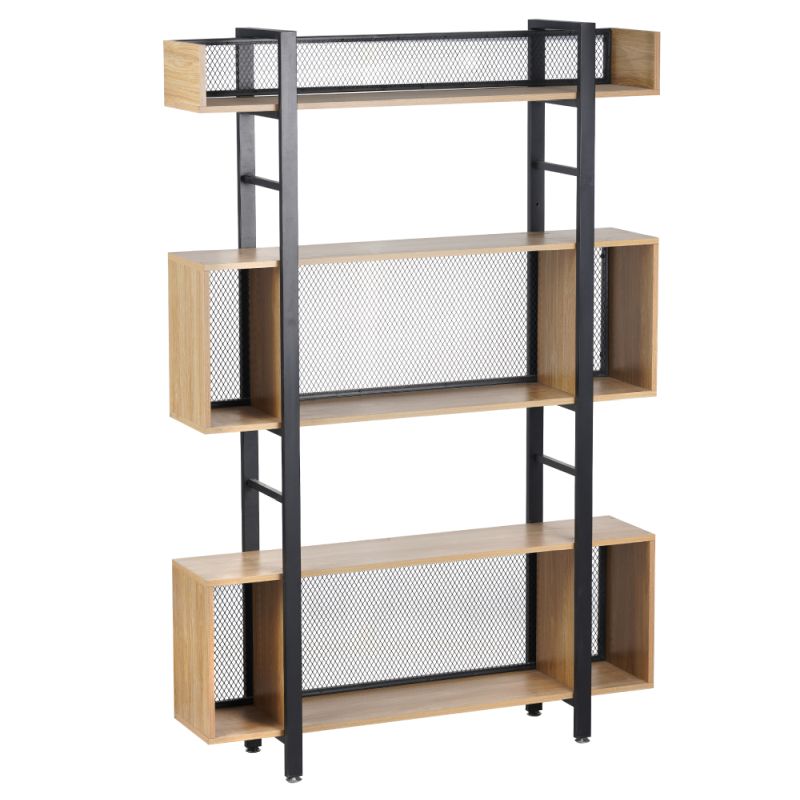 Regál, 120cm, 3-policový, dub, čierny, KILIS NEW TYP 3