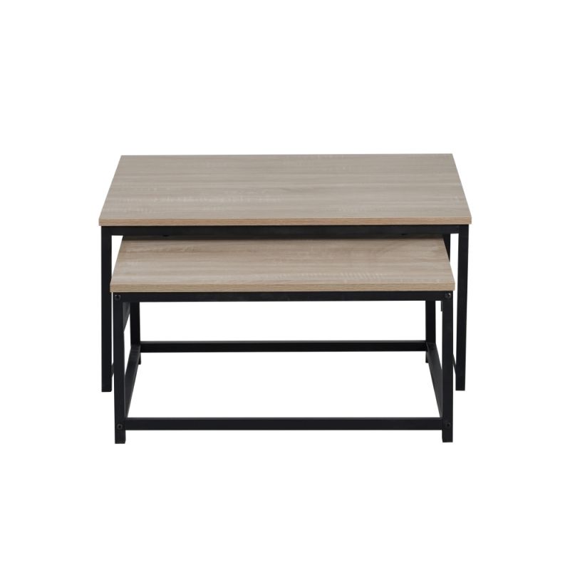 Konferenčné stolíky, set 2 ks, 75x75cm, dub sonoma, čierny, KASTLER 2 NEW TYP 1
