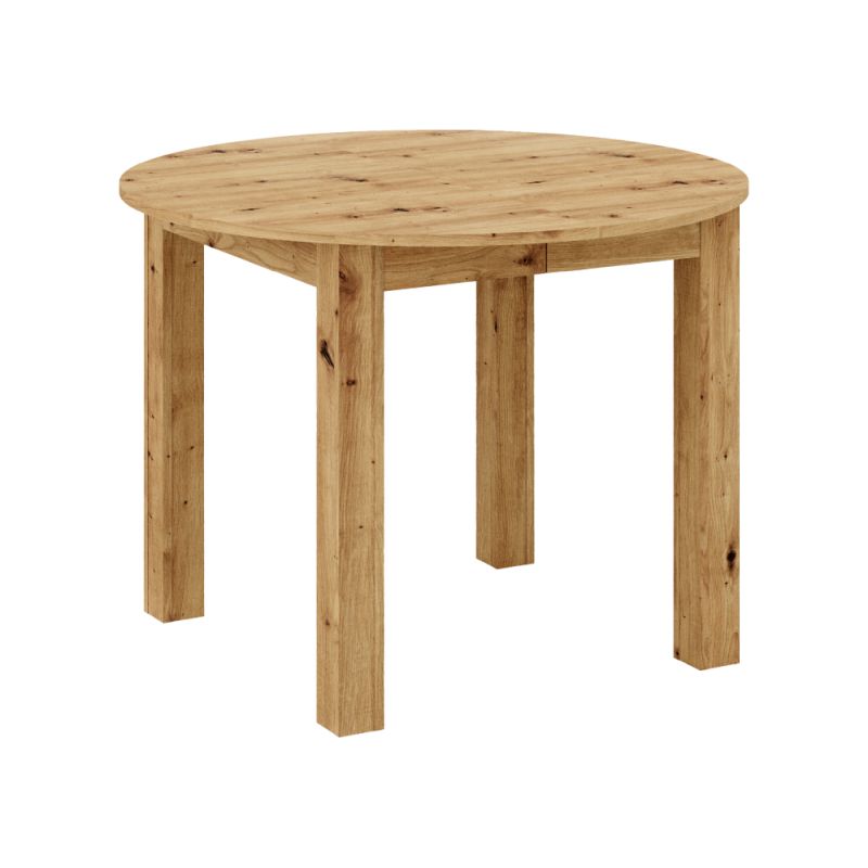 Jedálenský stôl, okrúhly, 103cm, rozkladací, DTD, dub artisan, HARRY