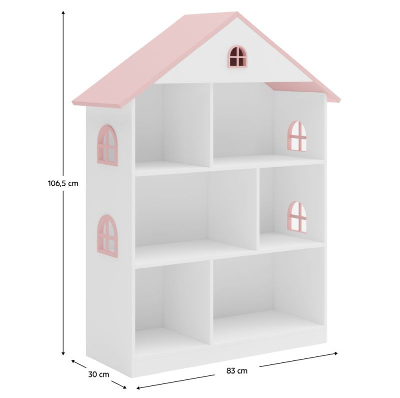 Detská knižnica, 83cm, biela, ružová, MAISON TYP 1