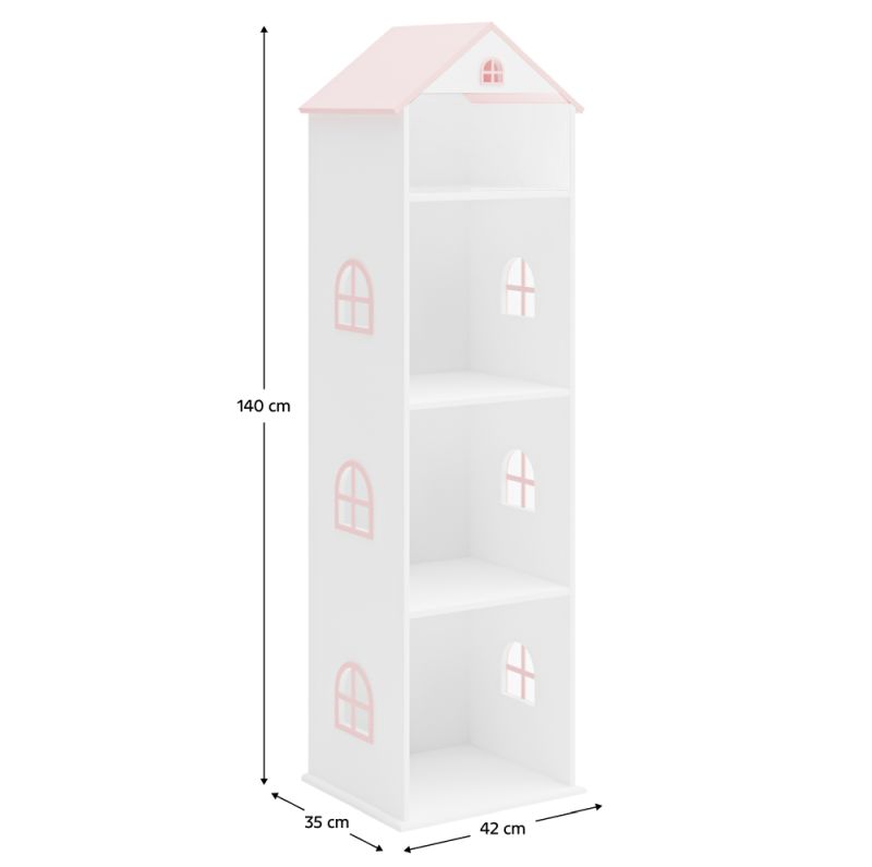 Detská knižnica, 40cm, biela, ružová, MAISON TYP 2