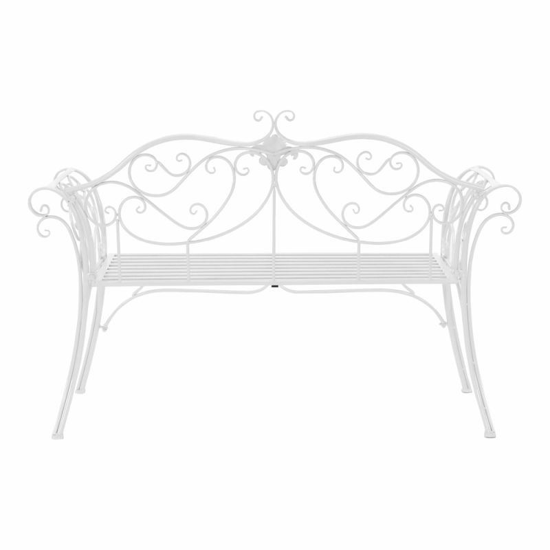 Záhradná lavička, 131cm, kov, biely, ETELIA NEW