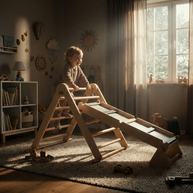 Montessori Piklerovej trojuholník 3v1, prírodný, mix farieb, OPRIN