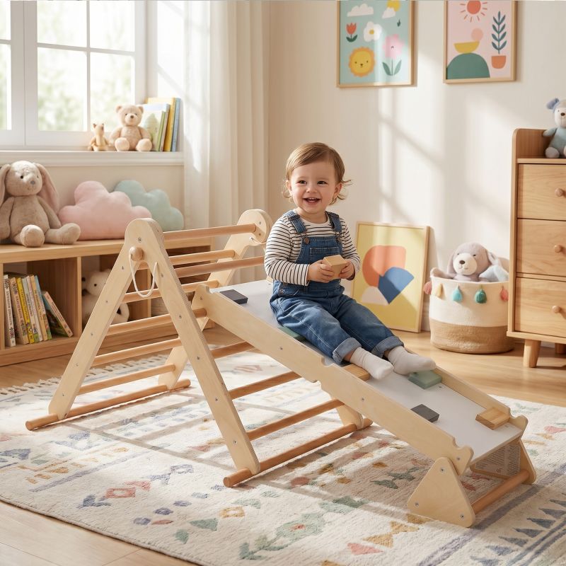 Montessori Piklerovej trojuholník 3v1, prírodný, mix farieb, OPRIN