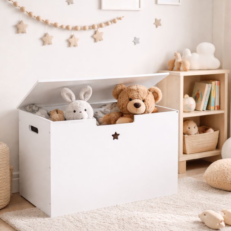 Úložný box na hračky, 60cm, biely, BOLIS